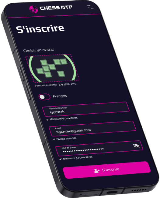Page d’accueil du site Chess ATP avec dashboard et back-office sur mesure