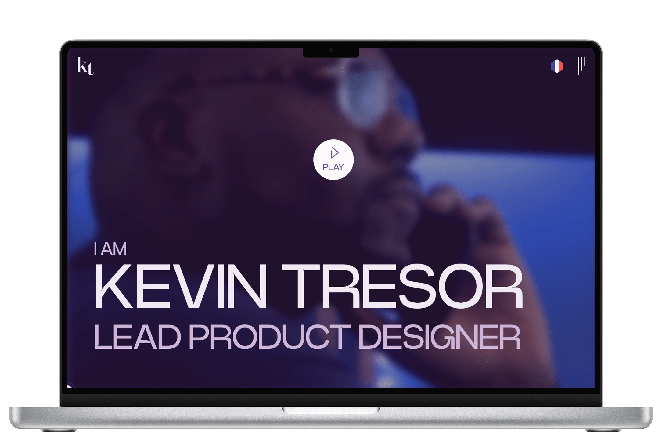 Page d’accueil du site vitrine de Kevin Trésor affichée sur ordinateur
